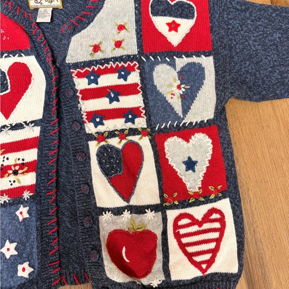 Vintage Heirloom Collectibles CottageCore Beaded Knit Sweater Cardigan Womans XL - Picture 3 of 5